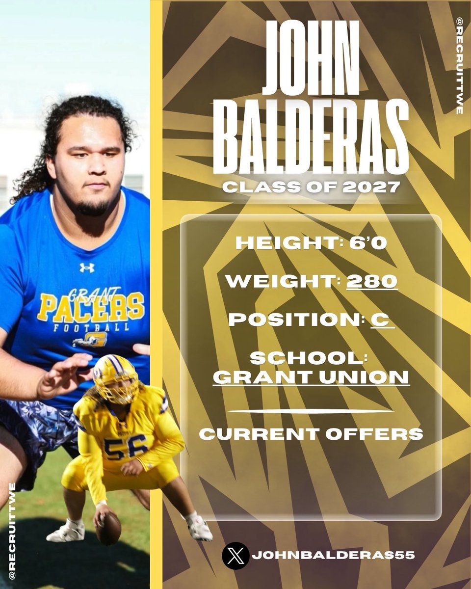 RecruitTWE's tweet photo. John Balderas
Class of 2027
Center
Grant Union HS
@johnbalderas55 https://t.co/VI4TuaHHEj