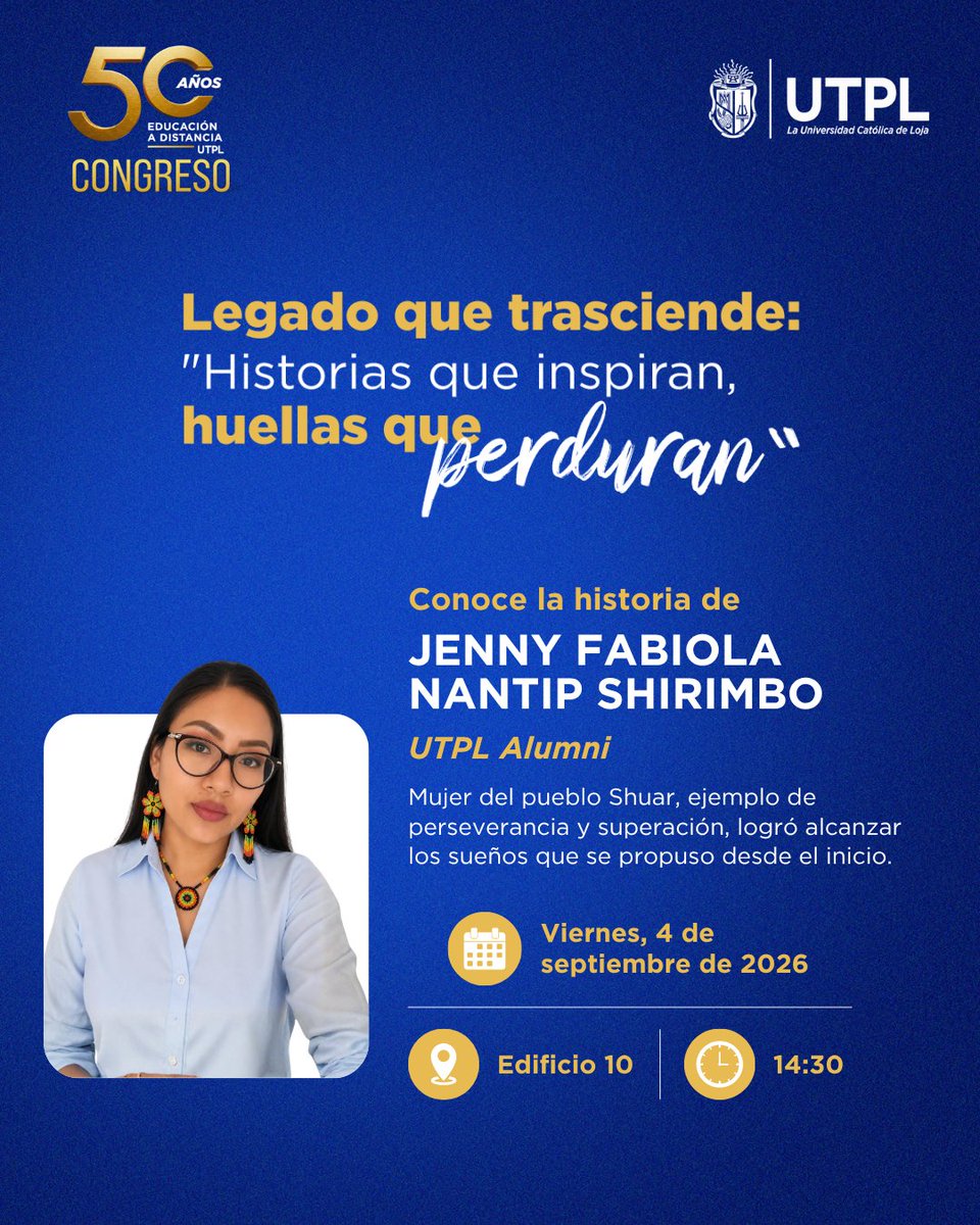 UTPLAlumni's tweet photo. 🌟 Legado que trasciende: "Historias que inspiran, huellas que perduran"

🎓 Conoce la historia de Jenny Fabiola Nantip Shrimbo, mujer del pueblo Shuar que convirtió la perseverancia en su mayor logro.

👉 https://t.co/6nNaHqKHWy

#50AñosEducaciónADistancia #UTPLAlumni https://t.co/TAve8W63Wl