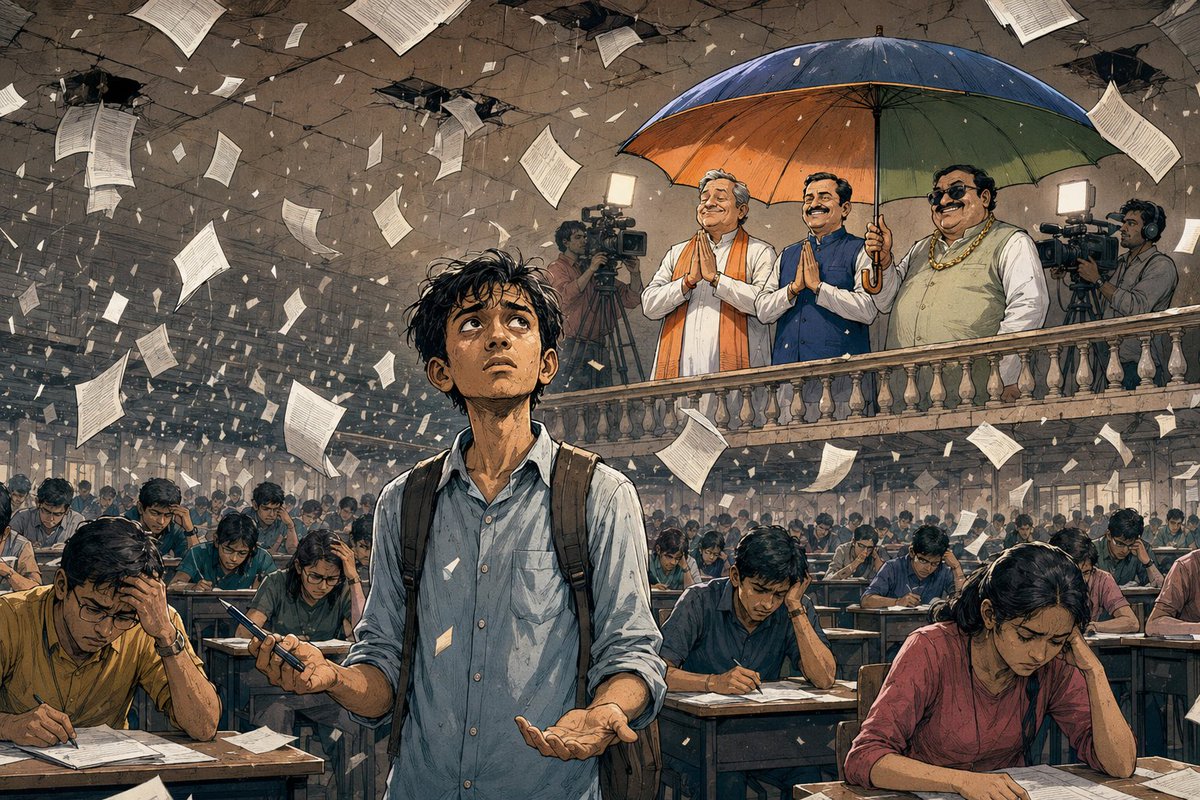 Rohit_lucknow's tweet photo. Aman had taken 17 mock tests, sold his bike for coaching and memorised 4,000 pages.
On exam morning, the paper reached his WhatsApp group before he reached the centre.
By noon, every institution had passed the test, except the examination system. https://t.co/uFld6sXGNU