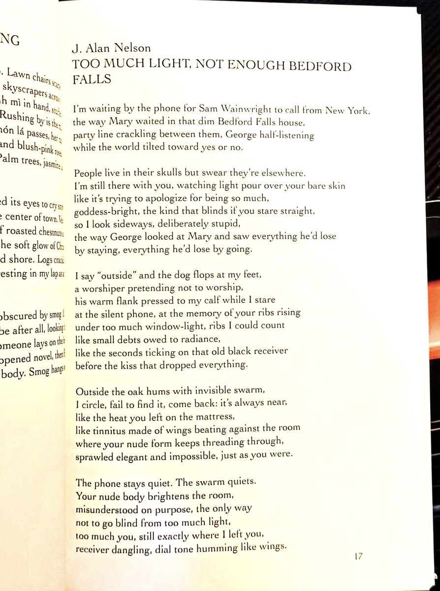 7AlanNelson's tweet photo. “Too Much Light, Not Enough Bedford Falls” by J. Alan Nelson in the latest issue of the Dunes Review. #wordtribe #fracturedmultiverse #Shapesofreality #poetrytribe #cognitivephysics #atomschatting https://t.co/njSnB8umd7