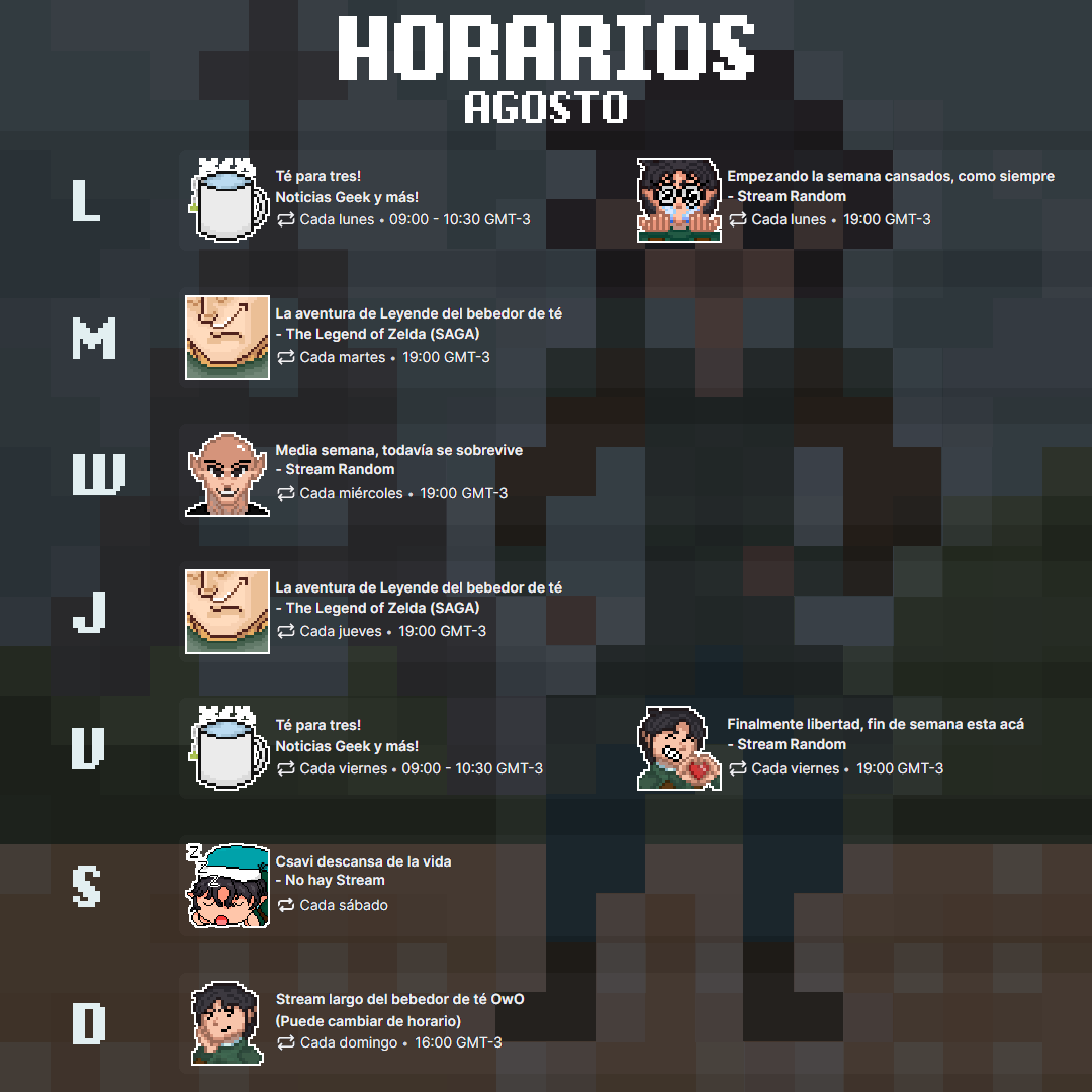 CsaviTTD's tweet photo. Gente les dejo los horarios para este mes! si no les gusta lo siento (no lo siento) es lo que hay https://t.co/CLrT6xYeXB