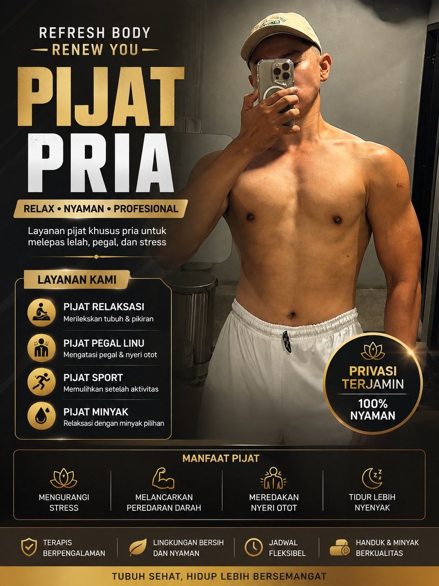 swaggerbrat13's tweet photo. Open pijat in&amp;out pria++ Pontianak kota, privasi aman👍👍
Info lebih lanjut https://t.co/5TaAoOrWav

#massagepria #pijatpriapontianak
#gaypontianak #bopontianak
#pontianak #pijat
#Realaccount https://t.co/j3jNOegsFD