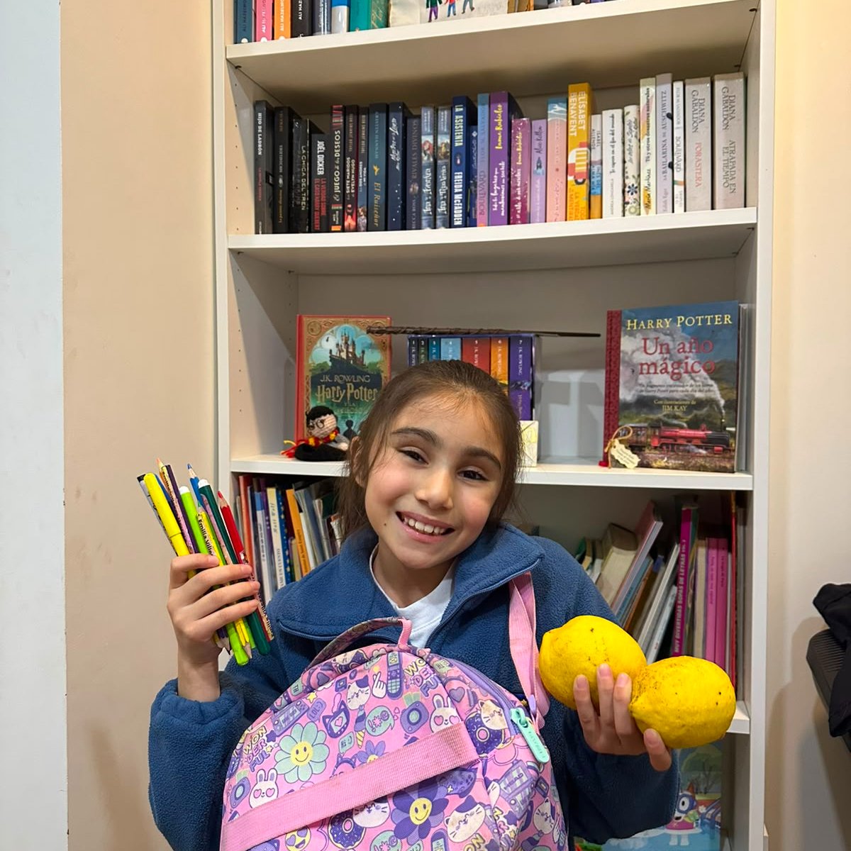 n_efecto's tweet photo. Hola #EfectoN!! Soy Emilia Villegas y esta semana apoyo al equipo rojooo. En la foto hay un librero, muchos libros, dos limones, una lonchera y muchos lápices. Saludos a la patrulla desde la comuna de Villarrica ❤️❤️❤️🔴🔴🔴 https://t.co/4wUUfZ0s7v