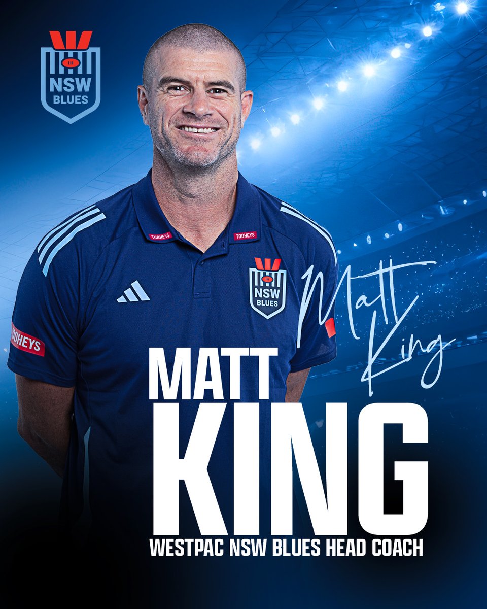 NSWBlues's tweet photo. The Westpac NSW Blues are proud to announce the appointment of new head coach Matt King💙

Full Story Here: https://t.co/jWSBYBXaVv https://t.co/pgKZag6F2M
