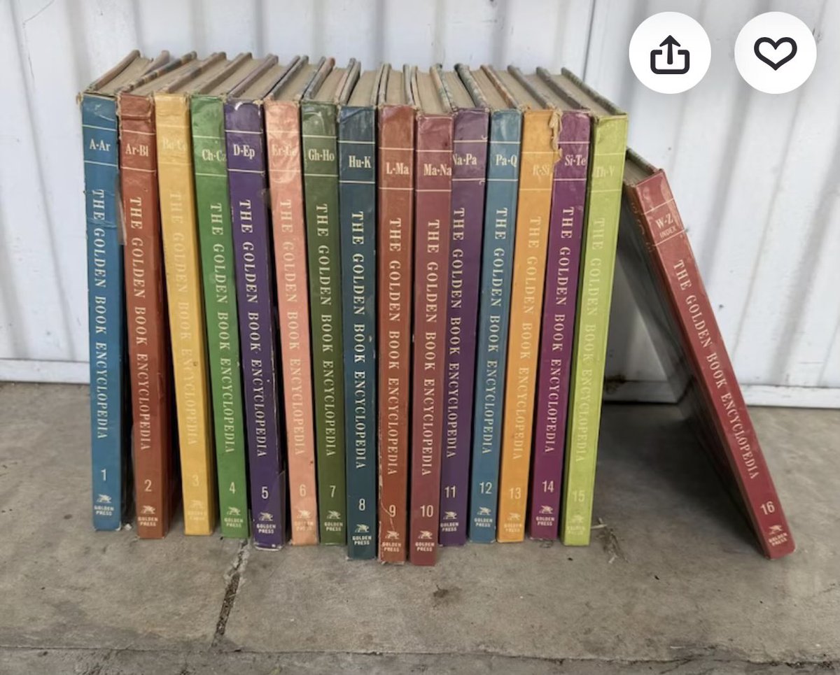 drobert25's tweet photo. @GlennAndTonic I started with the Golden Book Encyclopedia, then moved onto World Book https://t.co/M8kfAFiw81