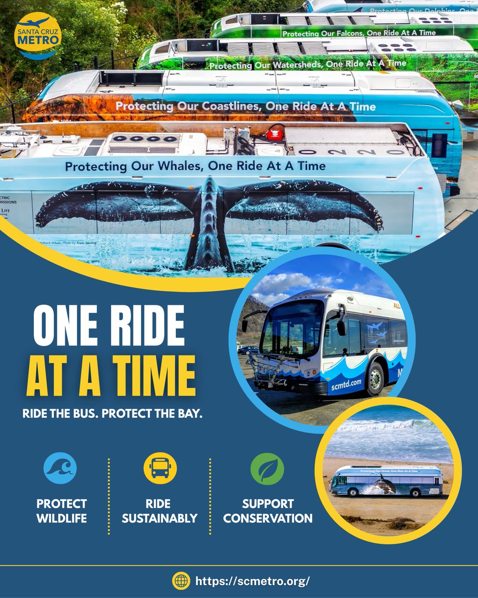 SantaCruzMETRO's tweet photo. By choosing METRO, you're helping reduce emissions and protect the places that make Santa Cruz special. Every ride makes a difference. https://t.co/hePkPltcGB