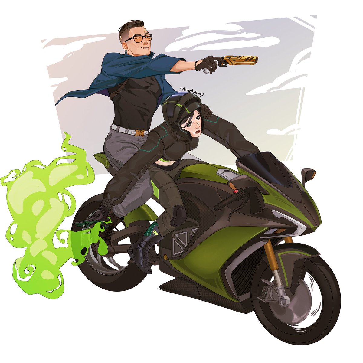 Strawberry79's tweet photo. I couldn't stop thinking about Viper in that biking outfit 

#ValorantArt #VALORANT https://t.co/E09G42Vb12