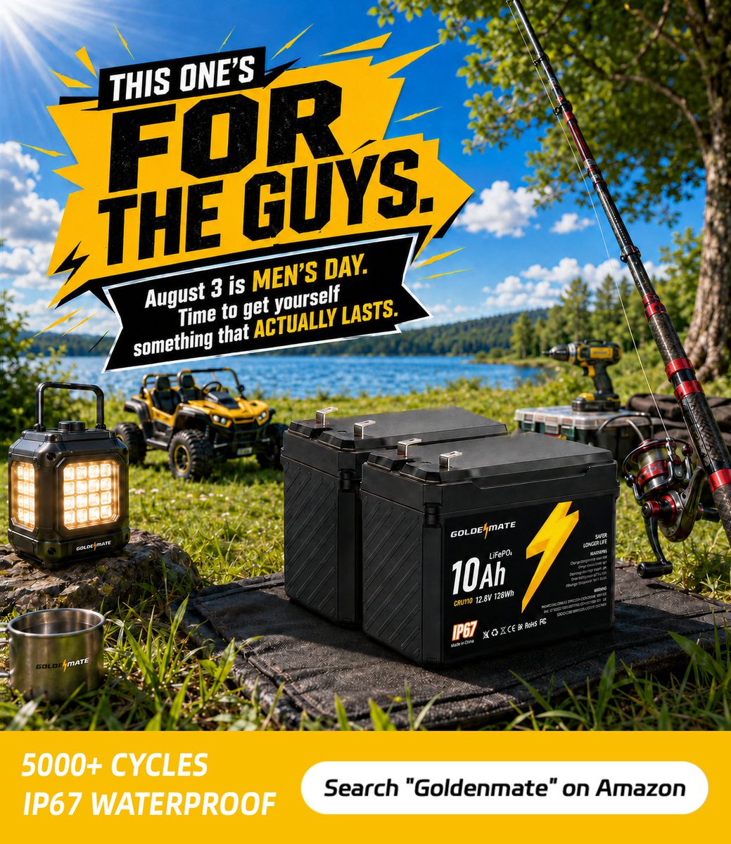 goldenmatepower's tweet photo. Power tools. Fishing gear. Camping gadgets. Ride-on toys for the kids.

If you're the one who keeps everything running — you know the struggle of batteries that die too soon.

GOLDENMATE 12V 10Ah LiFePO₄ Battery (2-Pack):

🛒 Get yours now:
https://t.co/FweVOLrNwv https://t.co/ytpcrRjF0W