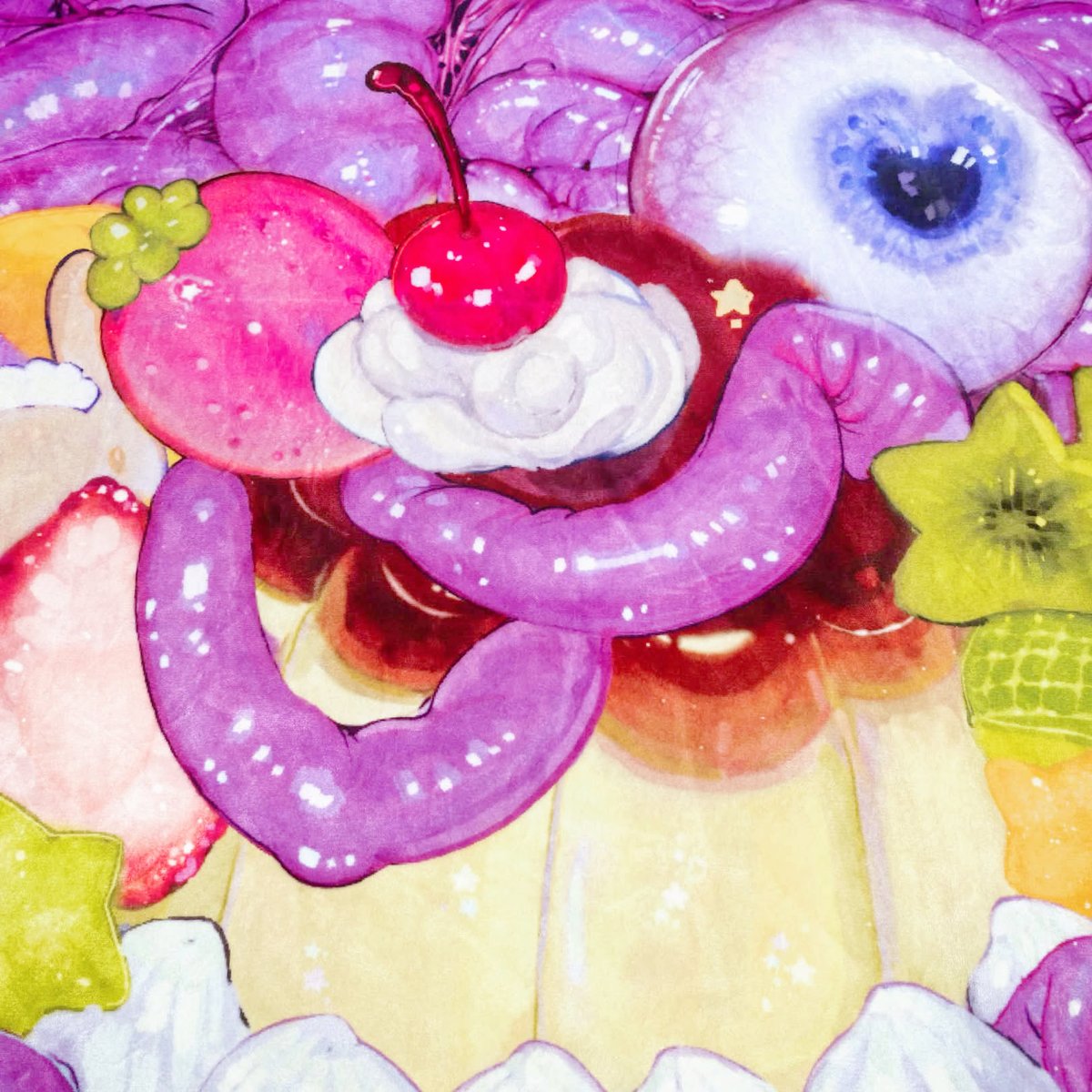 diemilko's tweet photo. I turned the intestine painting into a soft blanket ☆*:.｡. https://t.co/oVVrKuqMpj