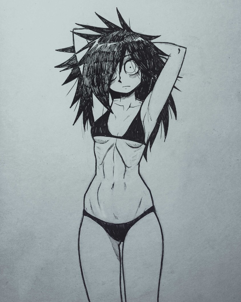 DomaNosumi's tweet photo. I didn't have electricity at home, so I drew the ICS girl. 

I need to open more commissions...

#sketch #traditionalart #emoart https://t.co/2iwaWSUx9Z