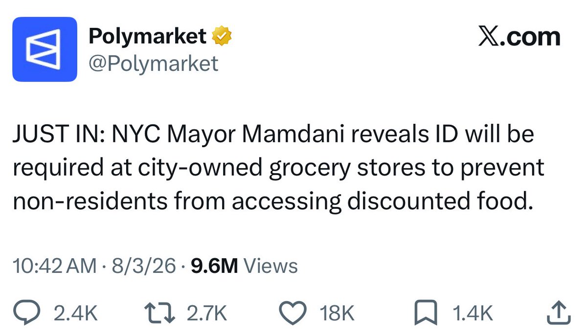 onestpress's tweet photo. False.

Today, the administration reportedly clarified that the stores will not require ID or residency verification. Non-New Yorkers could shop there as well; a savings card may be used for inventory and bulk-purchase controls, but without proof of residency. https://t.co/DYHRnDC9Kt