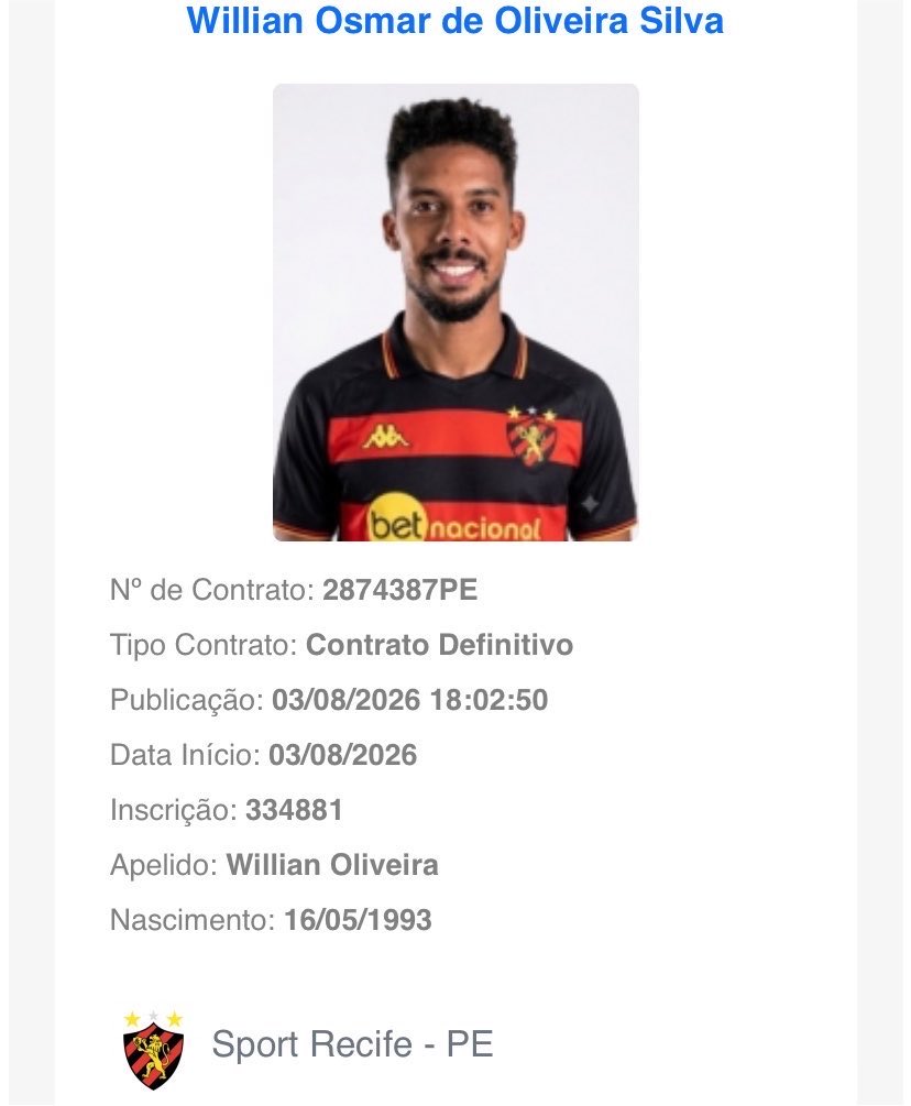 edinhodosport's tweet photo. 🚨🦁
Willian Oliveira já está no BID e pode estrear pelo Sport já neste próximo jogo, contra o Vila Nova. https://t.co/O0quTqTjX9