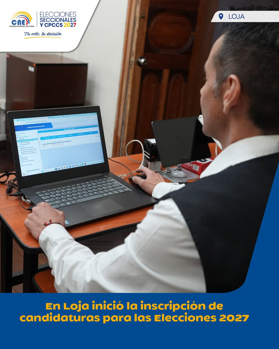 CNELoja's tweet photo. BOLETÍN 📰 

En Loja inició la inscripción de candidaturas para las #Elecciones2027Ec.🇪🇨🗳️

Más detalles aquí.⬇️
🔗 https://t.co/jsLExiGAb5 https://t.co/sbbUPjxTpl