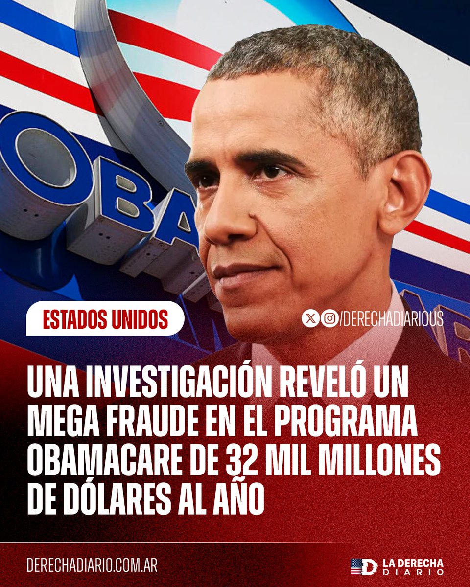 DerechaDiarioUS's tweet photo. 🚨🇺🇸 | Mega fraude en EEUU: Estiman pérdidas por U$S 32.000 millones anuales en el Obamacare.
Una reciente investigación reveló una red masiva de fraude y comisiones irregulares en la Ley de Cuidado de Salud Asequible (Obamacare). 
Según varios informes, intermediarios y agentes de seguros habrían inscripto o cambiado de plan a millones de personas sin su consentimiento para cobrar jugosas comisiones estatales.
El esquema aprovecha los subsidios federales destinados a usuarios de bajos ingresos, generando una sangría millonaria para el tesoro norteamericano.