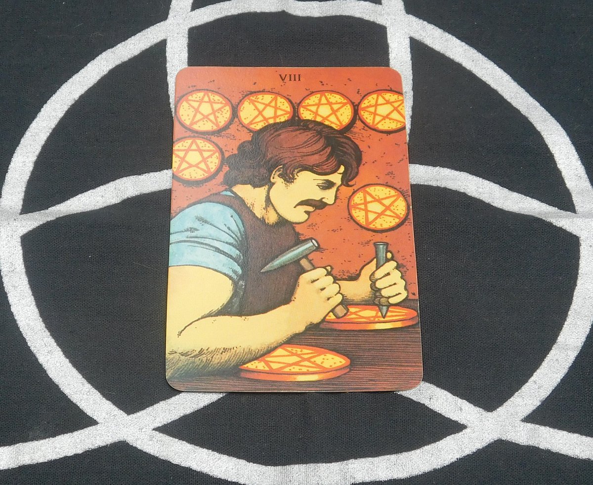 revheydi's tweet photo. Pentacle VIII...... Pentaculo VIII .. 
Rev . Heydi Tarot. https://t.co/lKWvPzGSF6