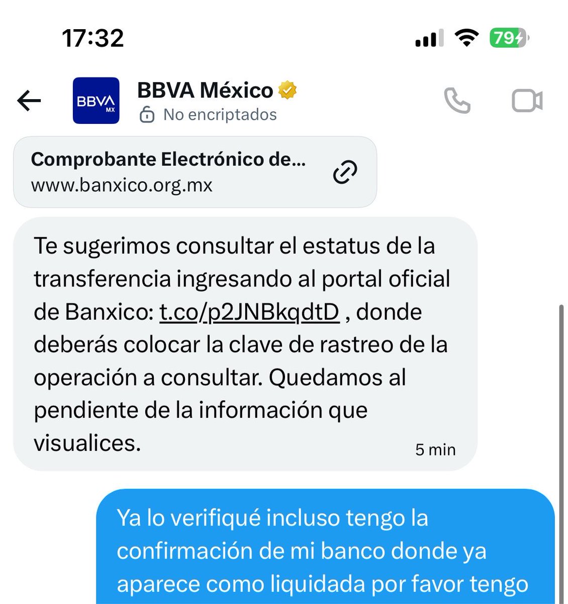 angel95_23's tweet photo. @CondusefMX @bbva @BBVA_Mex  me comentan que revise en Banxico y eso ya lo hice desde el sábado y mi banco incluso metí aclaración y me comenta lo mismo que ya fue liquidada es Bancomer quien se niega a regresarme mi dinero ayuda @Banxico https://t.co/D7j4bMpKEi