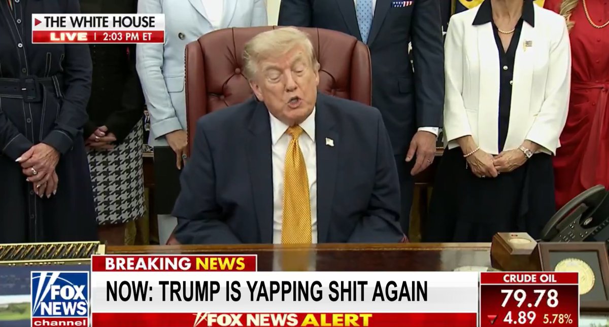 7tyfour's tweet photo. @MAGALieTracker Fox News forgot to turn on the 'presidential translation filter' for this press conference. The screen finally tells the truth. 📺💀 https://t.co/bh3fWX4Yjh