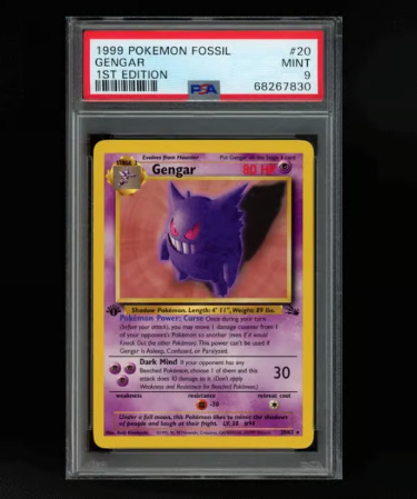 SOLsesame's tweet photo. users have now earned 747 SOL in fees on nfw 

to celebrate: giving away a 1ST EDITION GENGAR - 1999 fossil, PSA 9 ($500)🎴

to enter:

> follow @nfwdotfun 
> reply: one thing we could do better on the site

winner drawn in 24 hours https://t.co/KxtvyebJXY