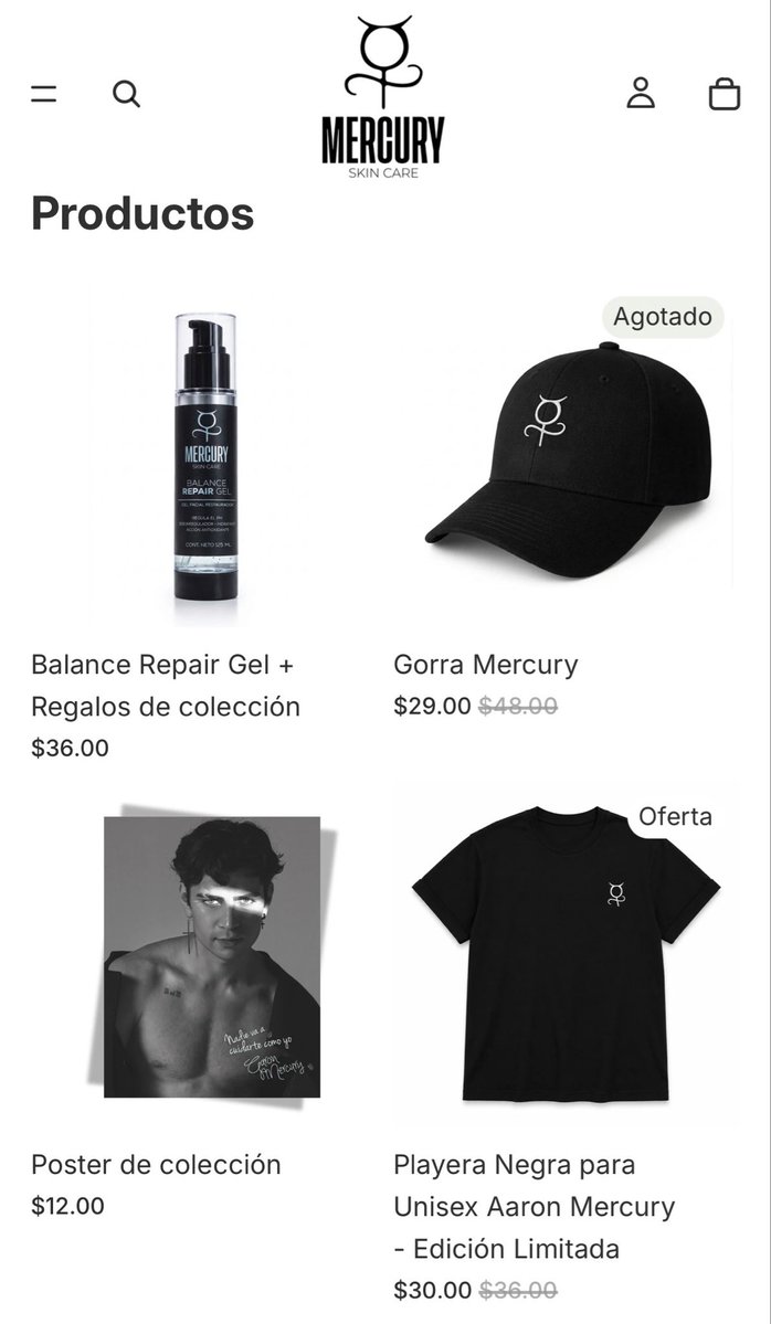 TEAMAARONLY's tweet photo. Mercurials, ¡las playeras ya están disponibles en Mercury Store! 🔥👕

Recuerden que es una edición limitada, así que no se queden sin la suya. Corran a conseguirla antes de que se agote.

🖤 https://t.co/Al3oAwdgFB

#AaronMercury #MercurySkincare https://t.co/5KlybBn0IG