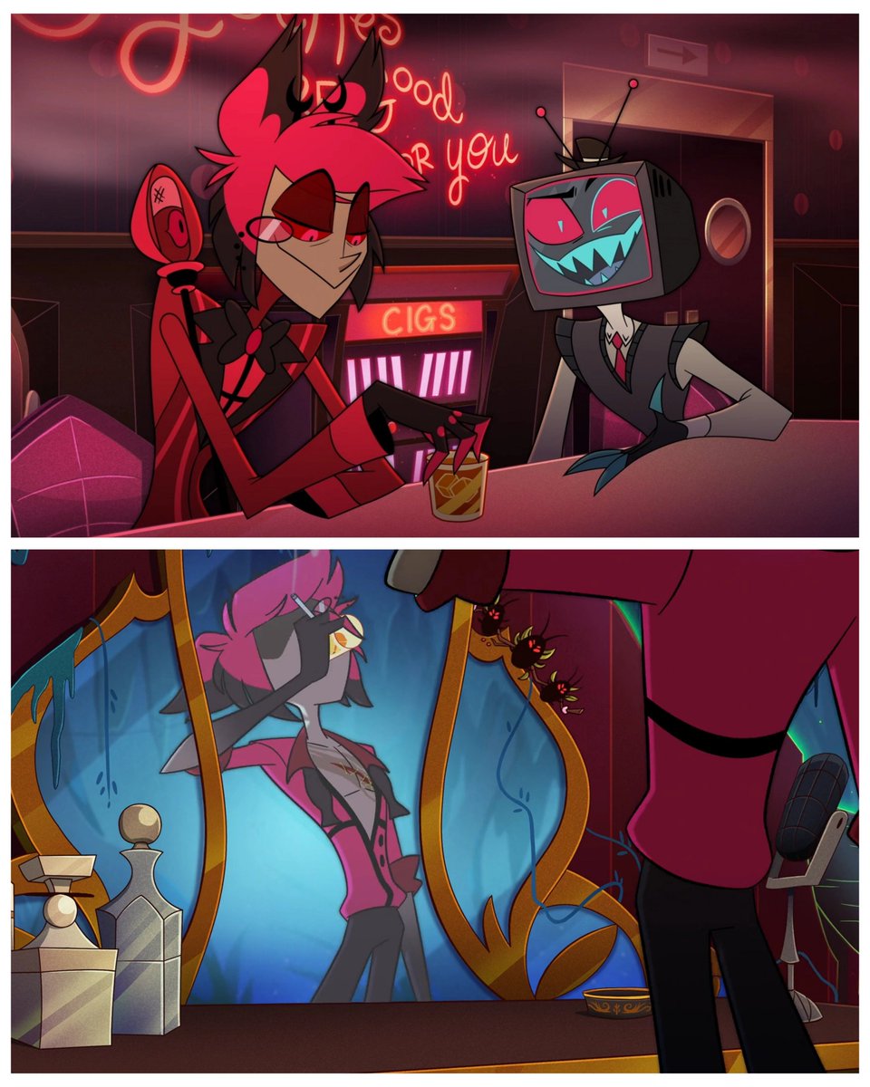 Marita55AS's tweet photo. Daily RadioStatic Fun fact #84

We've never seen Alastor drinking in company again in Hell. 🥃❌

#Radiostatic 📺📻 https://t.co/P2zCw889RX