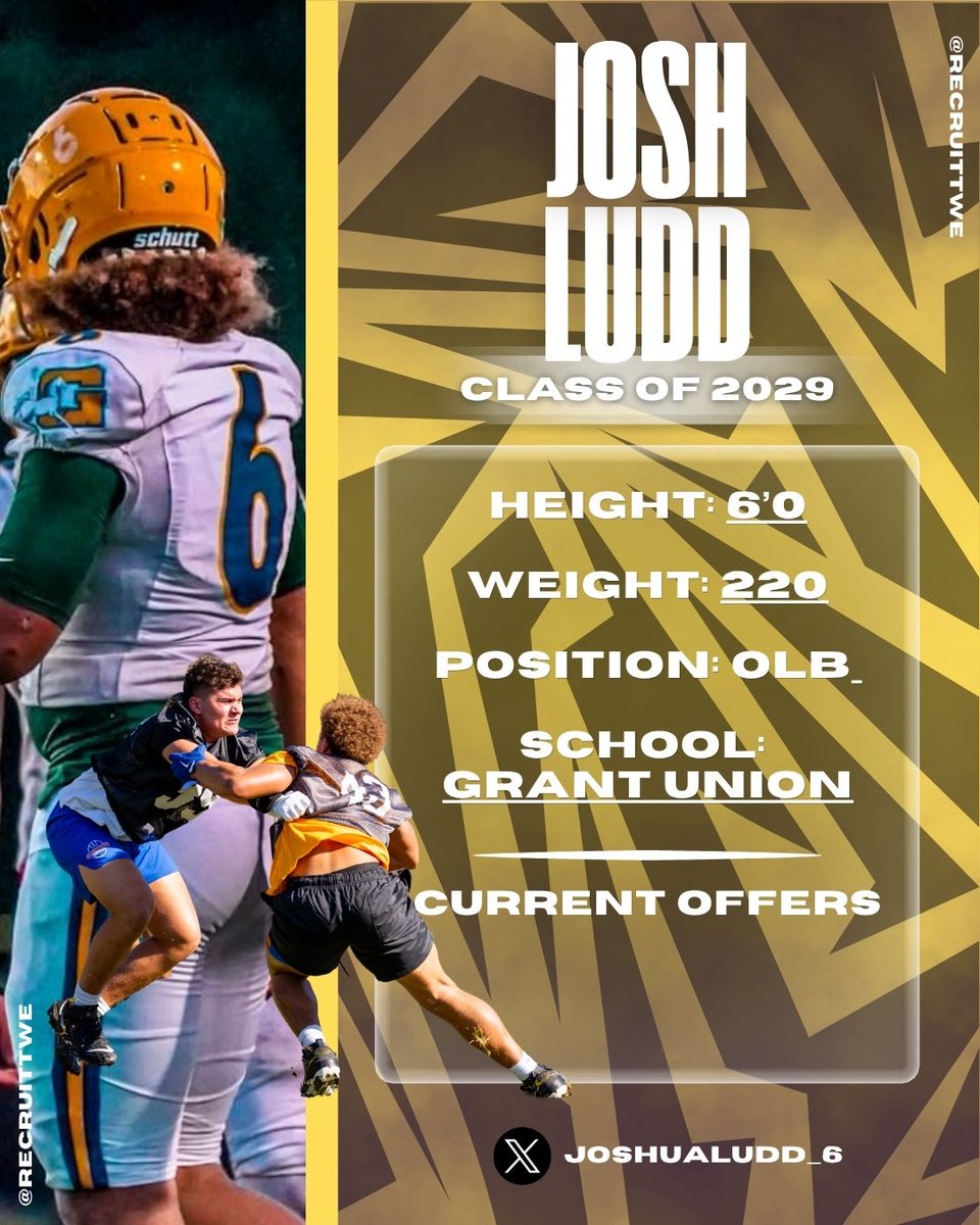 RecruitTWE's tweet photo. Josh Ludd
Class of 2029
OLB
Grant Union HS
@JoshuaLudd_6 https://t.co/Y4csq1eTSC