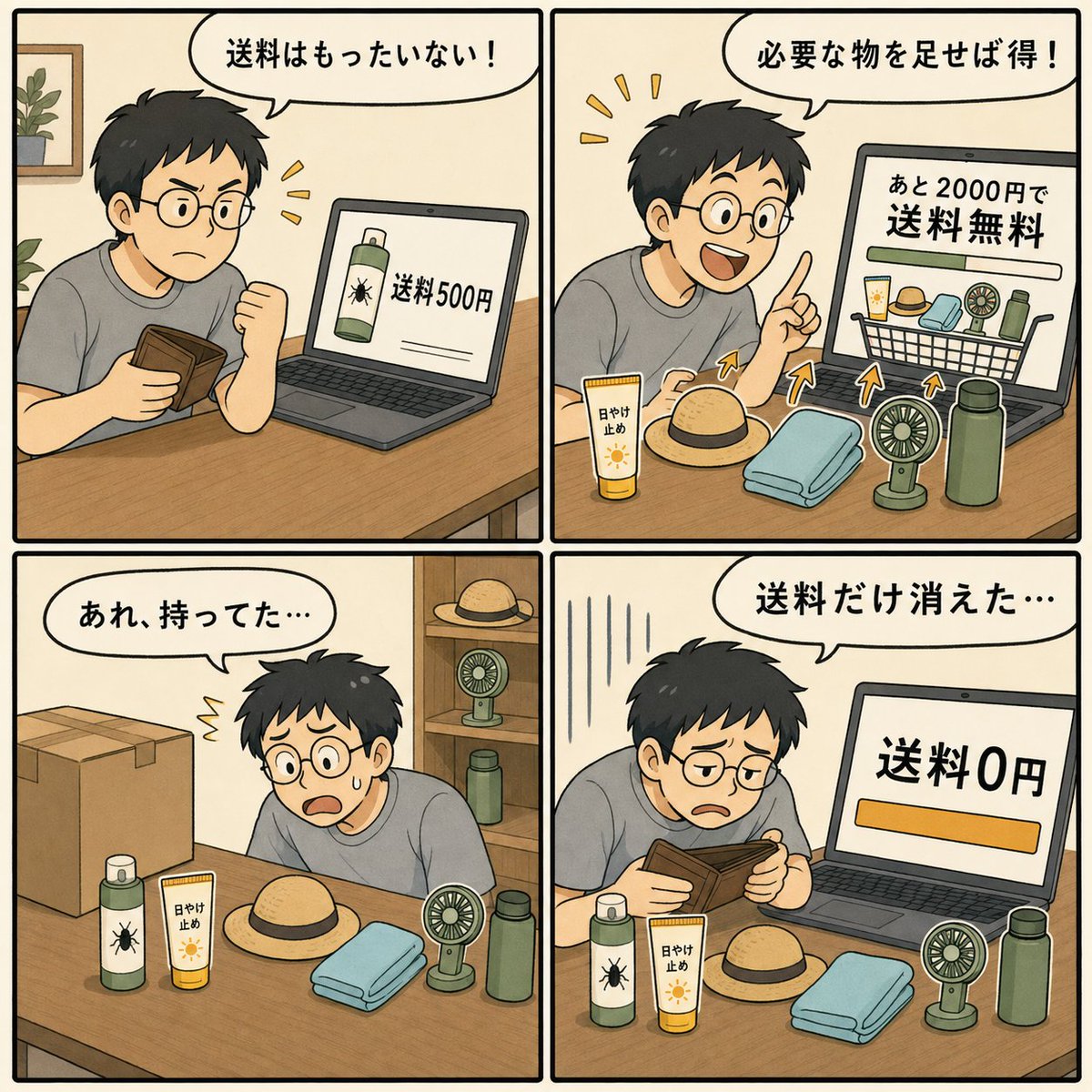 Retool_jp's tweet photo. 節約あるある

あとちょっとで送料が無料になる！
送料が無料になったお得だからこれも買っとこ！
あれ、これ持ってるじゃん😭

節約はレンタルフリマアプリ https://t.co/60Jnu8f9SG