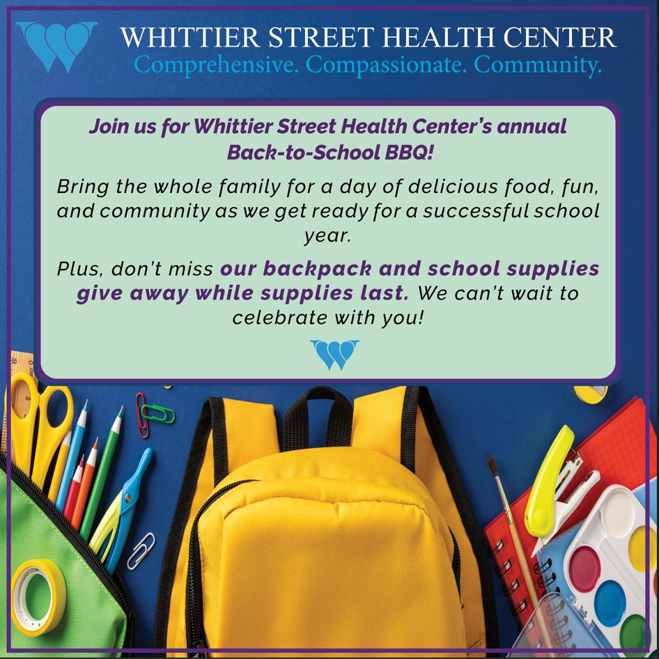 Whittier_Boston's tweet photo. Back to School Shouldn’t Break the Bank!  

#BackToSchoolBBQ #FoodFunAndSupplies #BackpackGiveaway #WhittierStreetHealthCenter https://t.co/igMgh5vwnZ