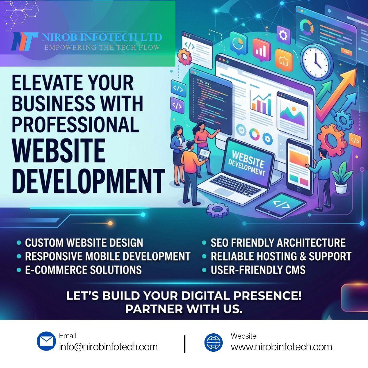 Nirob_InfoTech's tweet photo. Elevate your business with professional website development. 

Nirob InfoTech LTD builds responsive, SEO-friendly sites and custom e-commerce solutions built to perform. 

Partner with us: https://t.co/dwhdLw4V91. 

#WebDevelopment #WebDesign #NirobInfotech https://t.co/UUvgmrqbFo