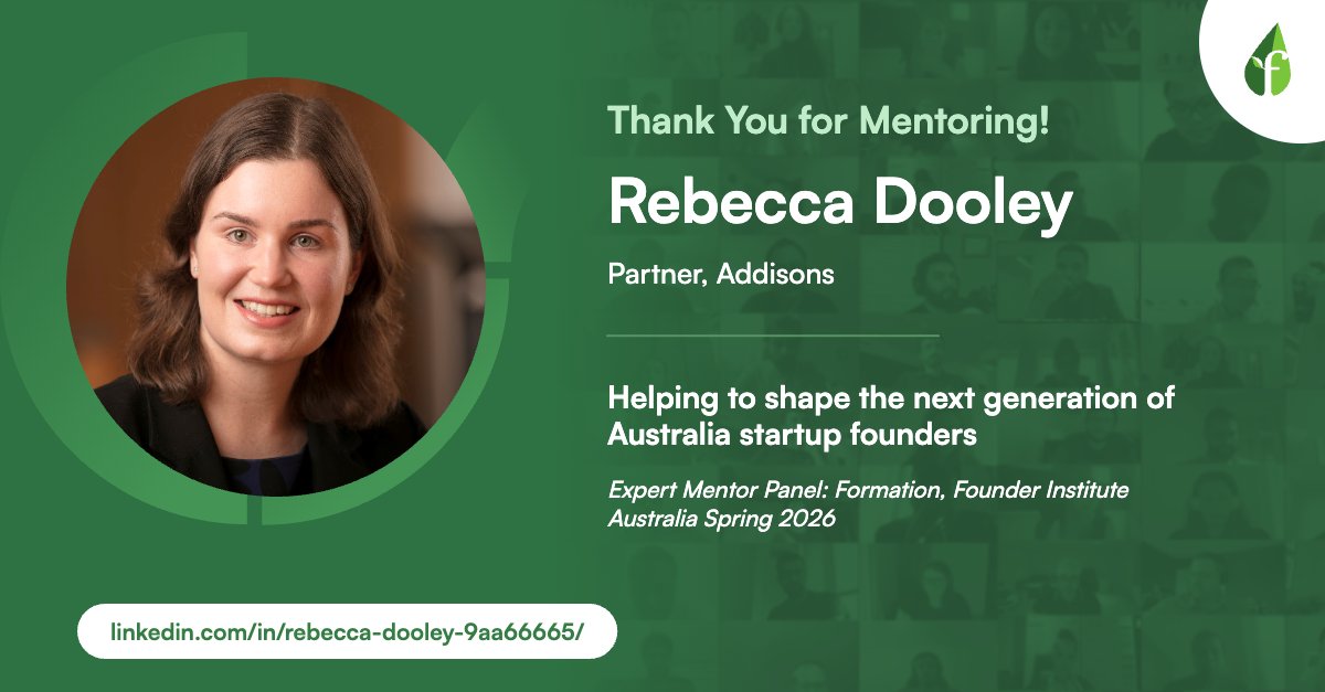 LeanStartupSyd's tweet photo. Thank you @addisonslawyers #Addisons Partner Rebecca Dooley for being a #mentor and supporter of @foundingSYD @Founding #Australia #NewZealand #ANZ #FiWorldwide #FounderInstitute #NZ #StartOz #StartupAUS #StartupNZ #Lawyer #Lawyers #LegalMentor Legal #mentors #Lawyers #Startup FI https://t.co/3QulAUFoKP