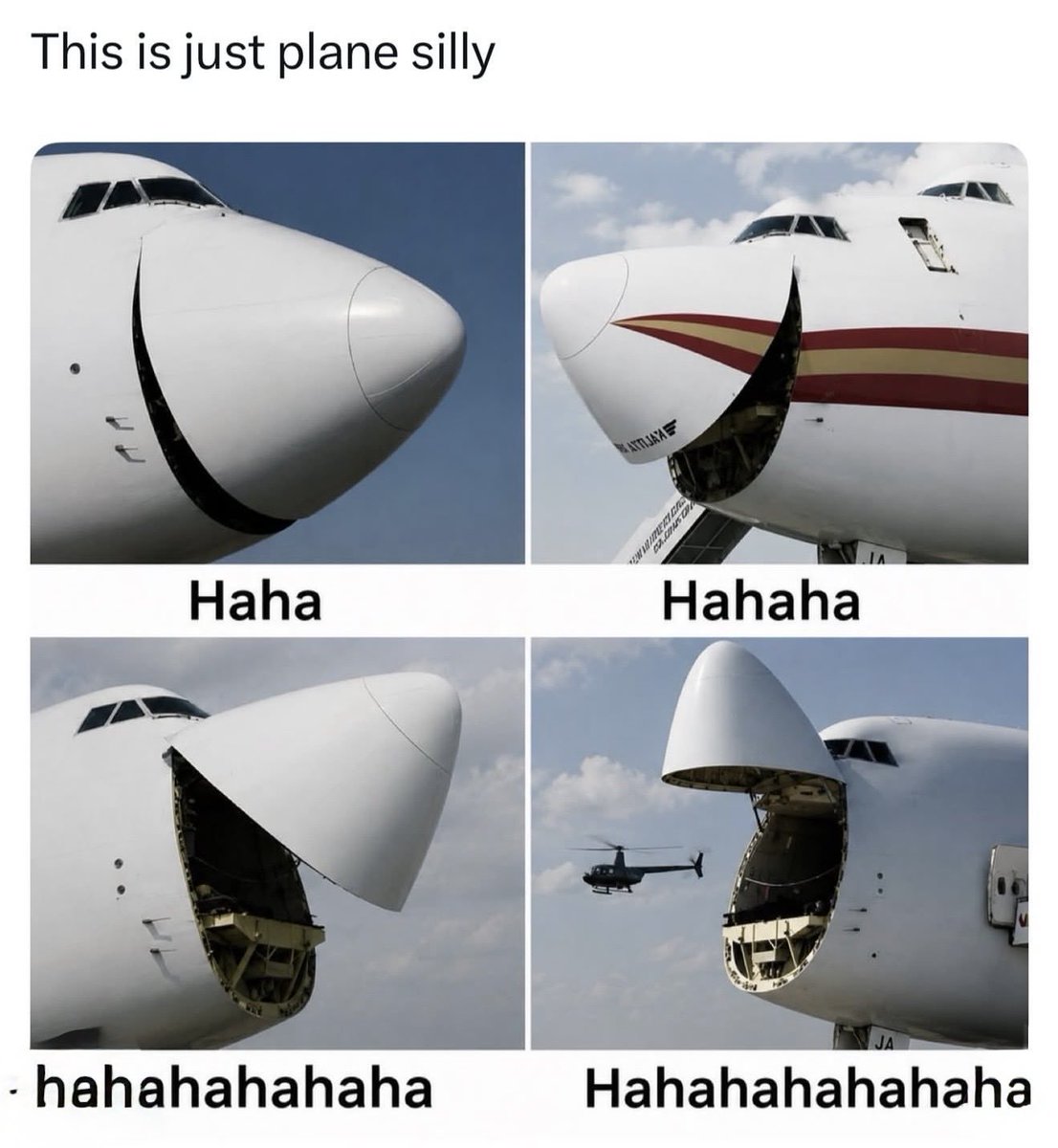 biasedbanti's tweet photo. Guess How would a flight Laugh at a joke?
#Wordsplay #Pun https://t.co/XVbjxf9K7N