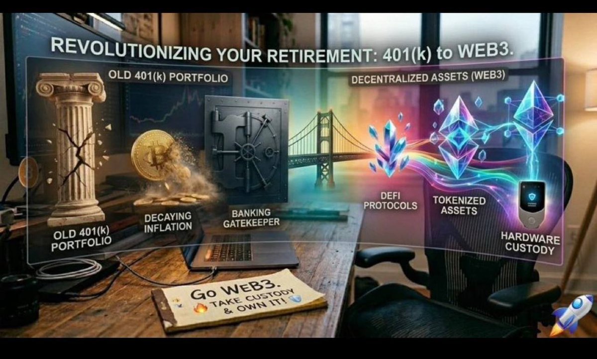 ScottMark192858's tweet photo. 🔥 Your 401k is a boomer trap decaying to inflation. While you wait for retirement, real wealth is moving to Web3. 📉💸
Stop letting centralized banks gatekeep your future. Move your capital to decentralized assets, back up your keys, and actually own your money. 🛡️💻 https://t.co/v7nre5DzdE