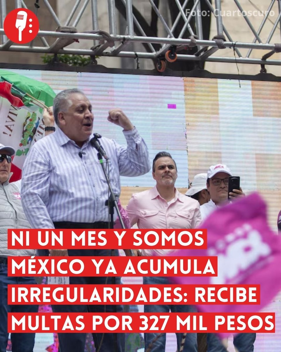 ReporterosMX_'s tweet photo. ⭕ OJO | NI UN MES Y SOMOS MÉXICO YA ACUMULA IRREGULARIDADES: RECIBE MULTAS POR 327 MIL PESOS

Presumían ser la "nueva opción política", pero a menos de un mes de obtener su registro ya acumulan multas. Somos México, impulsado por personajes cercanos al PRIAN, fue sancionado por el INE con 327 mil 427 pesos tras detectarse 43 irregularidades en el manejo de recursos durante su constitución, de acuerdo con una investigación de Álvaro Delgado para Sin Embargo. https://t.co/LSRy0fYYEu