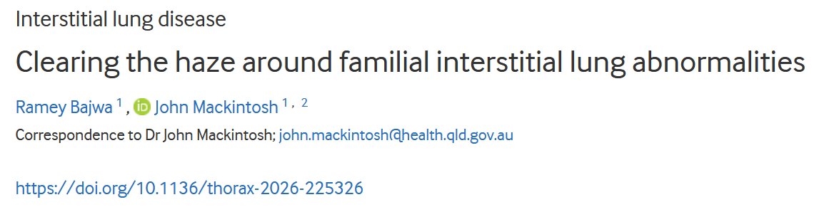 tpchlibrary's tweet photo. Congratulations to #TPCH's R. Bajwa &amp; J. Mackintosh for their contribution to the publication "Clearing the haze around familial interstitial lung abnormalities"
https://t.co/Y7qOd3IzCE https://t.co/O8G9dIg3yK