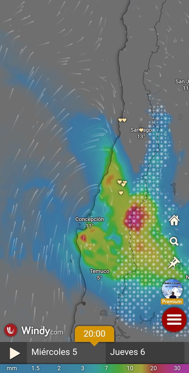 EdoWeatherman's tweet photo. Aviso por breve pero fuerte temporal.

Este miércoles por la tarde un breve pero fuerte evento de viento y lluvia moderada afectará entre Maule y Biobío, se esperan ráfagas sobre 80-100 km/hr en la costa. Lloverá unas 6-9 horas.
Los chubascos alcanzarían regiones de O'Higgins, Metropolitana y Valparaíso la madrugada del jueves. 
El jueves estará con nubes y sol.