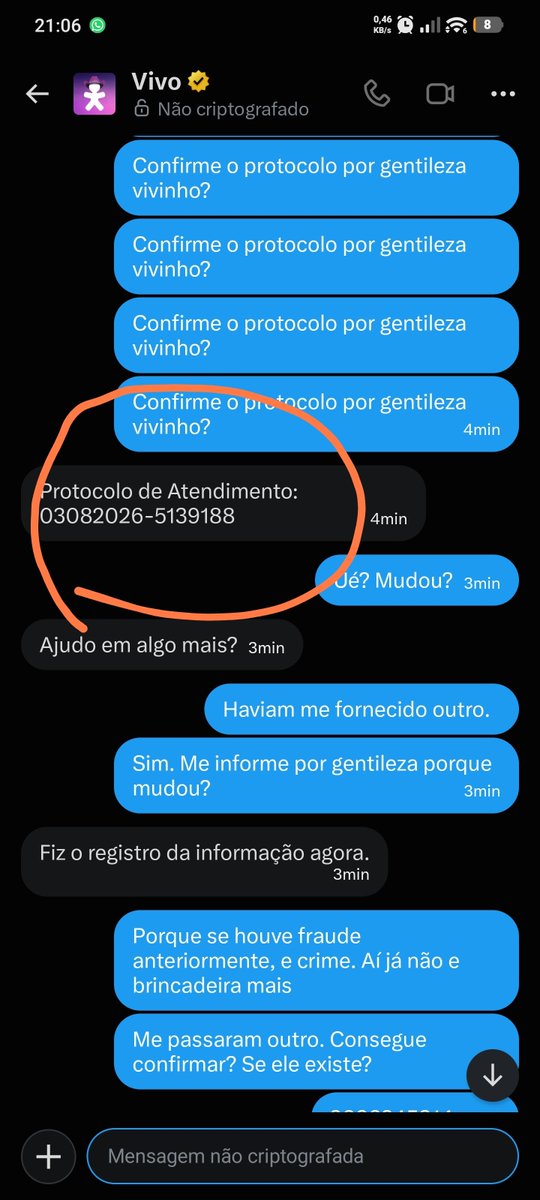 GUSTAVOCMATOS's tweet photo. Caraleo @vivobr  vocês mentiram na geração de protocolo ao consumidor? Fraude!!!!!  Quem mentiu aqui @vivobr @proconsp acredita nisso? https://t.co/yt8dUbWvt8