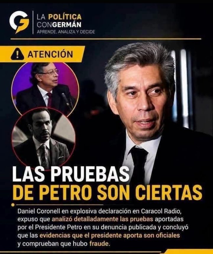 Orlando71156528's tweet photo. ‼️🇨🇴El periodista Daniel Coronell, confirma que las pruebas presentadas por el Presidente Petro del megafraude del ilegítimo, ‼️ SON CIERTAS‼️ https://t.co/XI7GXaQW4c