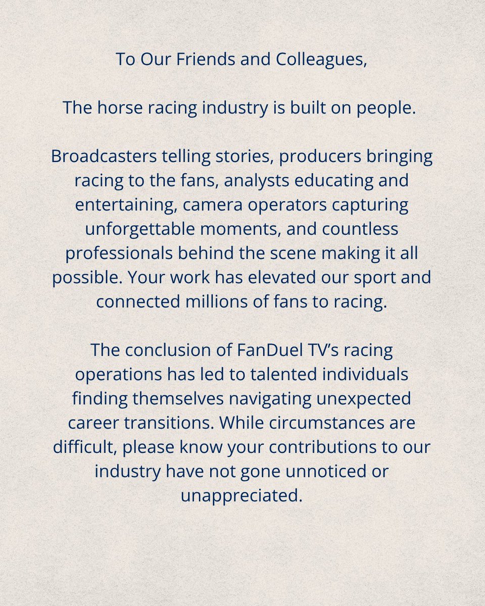 UA_RTIP's tweet photo. An open letter to the @FanDuel_Racing Team from the #RTIP Chair, Robert Hartman, regarding the 2026 Global Symposium on Racing. https://t.co/yz4TPmG97c