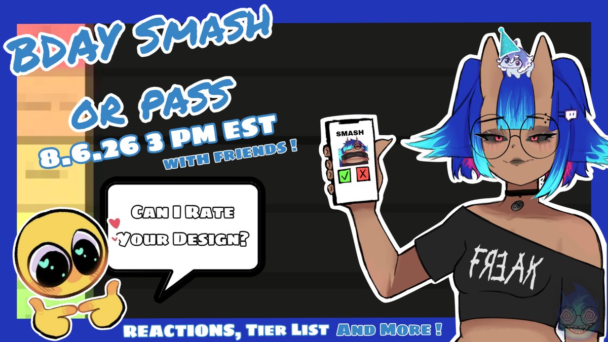 notemberdizzy's tweet photo. BDAY SMASH OR PASS
I'll be celebrating my bday this whole month !

Drop your PNGs below ⤵️!!
I want to rate and simp over YOUR  🫵 design 
SFW &amp; NO AI 🚫

🗓️: August 6th
🕒: 3 PM EST 
📍: Purple app

check the comments for more !
#Vtubers #vtuberuprising https://t.co/lhT59unISN