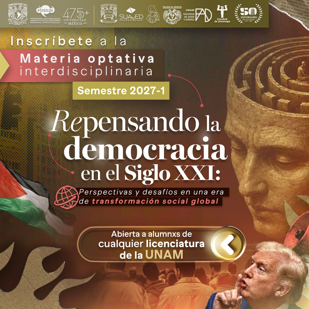 JohnMAckerman's tweet photo. Llegó la hora de reinventar la democracia 👊🏾😎

Durante este semestre, el @PUEDJSUNAM abre un espacio innovador  a todos y todas los estudiantes de licenciatura de la @UNAM_MX para entender y discutir el llamado “gobierno del pueblo”.

Si te interesa transformar al mundo, la materia optativa "Repensando la democracia en el siglo XXI" es para ti.📚

Debate, cuestiona y construye nuevas perspectivas junto a estudiantes de distintas disciplinas.

Encuentra el enlace de prerregistro en los comentarios.

https://t.co/TClltviCiD
