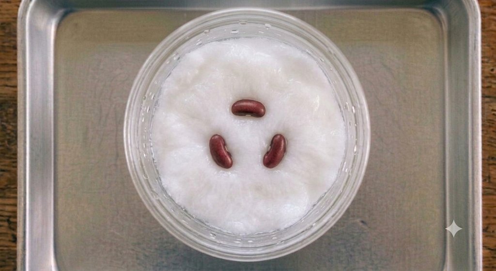 252582P's tweet photo. 小学生の理科の問題集に載っていたインゲンマメの発芽実験の画像が杏仁豆腐にしか見えなかった件

(↓画像はイメージです) https://t.co/0eRoow44Hc