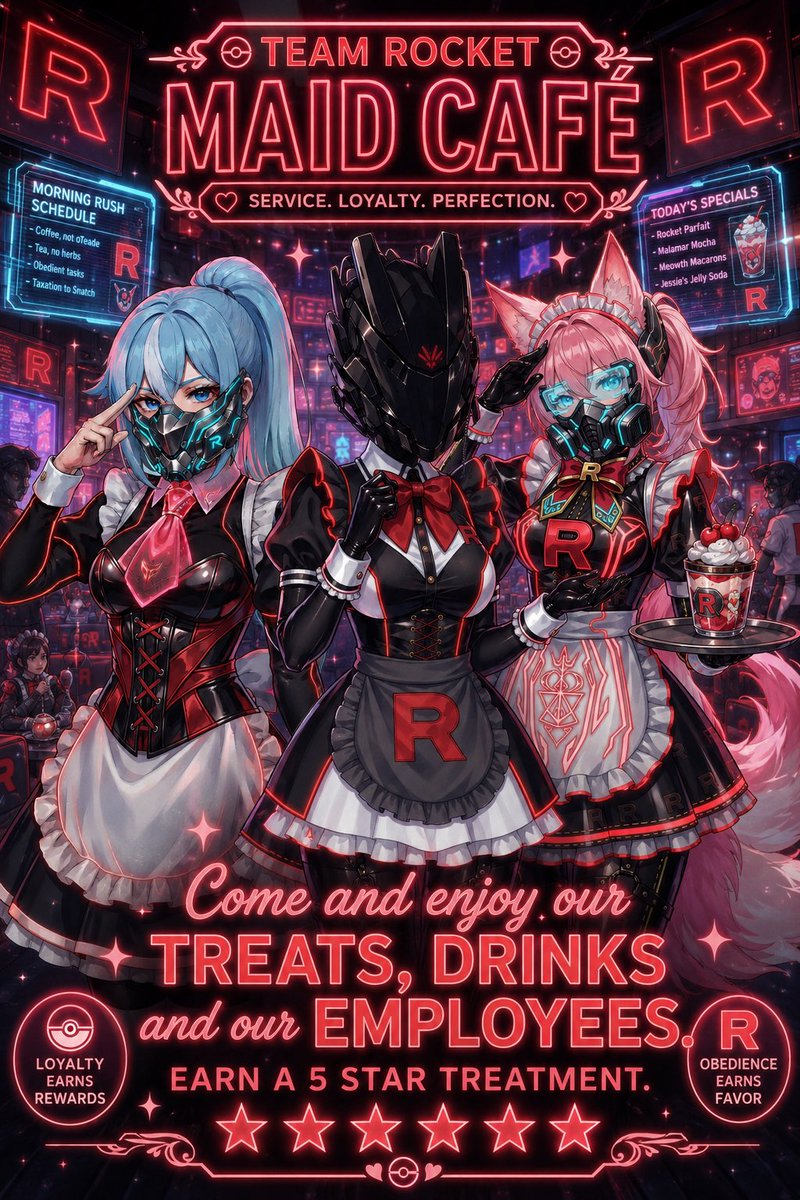 ToxicEcho14's tweet photo. Made New posters for the Team Rocket Cafe. https://t.co/deaF0xSe3H