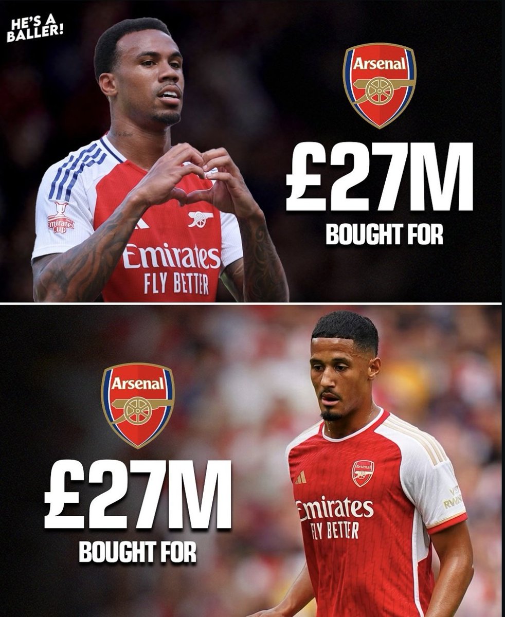 GoonerEG's tweet photo. Arsenal getting Gabriel Magalhaes and William Saliba for less than £60m was a bargain. https://t.co/wFsJ8dcvrW