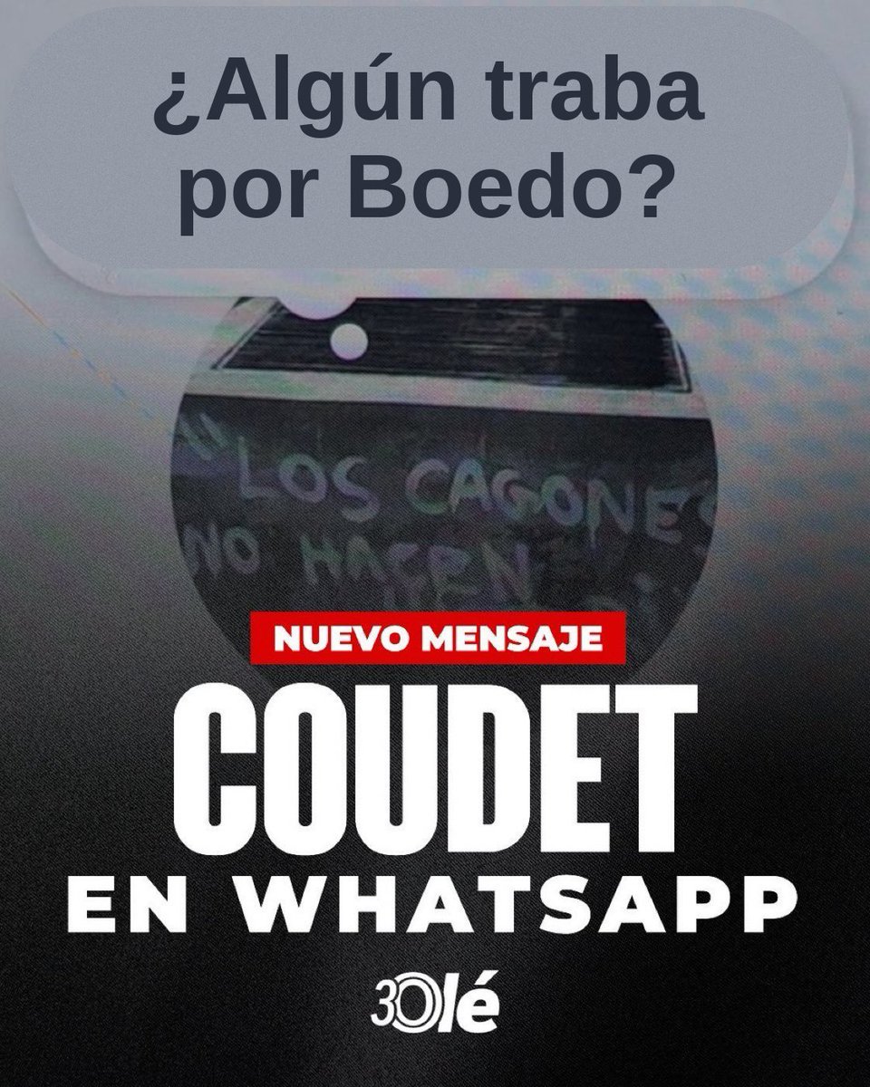 ferchi_xt's tweet photo. @maxpugliese92 ”¿Algún traba por Boedo?"

📲 El mensaje del Chacho Coudet en su WPP https://t.co/SHjywWcgMU