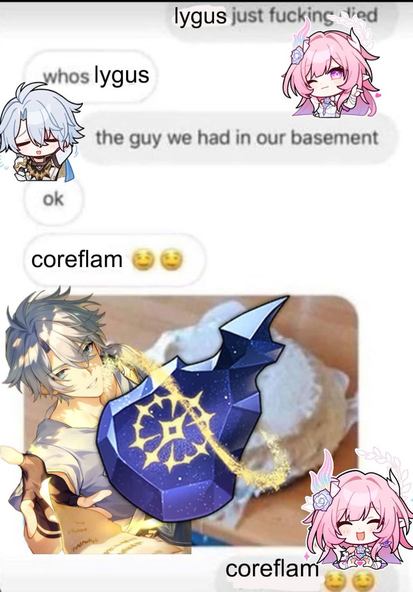 succubused's tweet photo. my friend made me laugh by saying coreflam earlier and this image spawned full formed into my mind #phainon #cyrene https://t.co/87MfaOxzGG