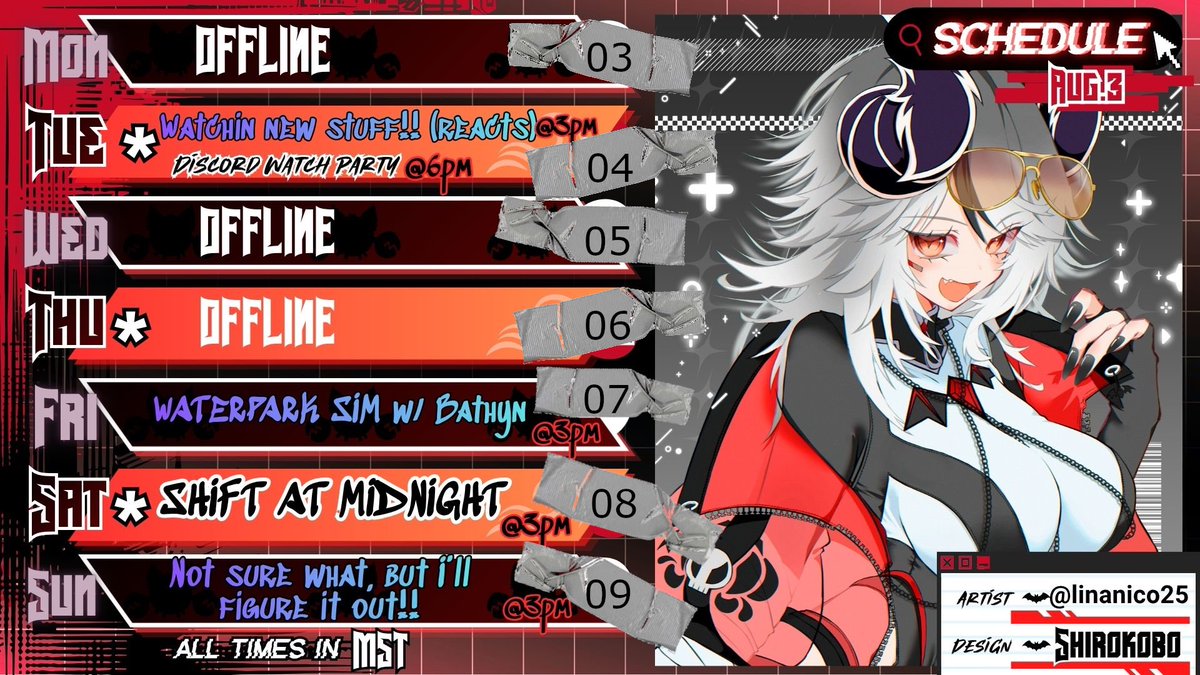 Shirokobo's tweet photo. I totally didn’t fumble the dates for my stream schedule hahah…. Just wanted to reupload it!! 🤣 https://t.co/CTUyjaFB4l