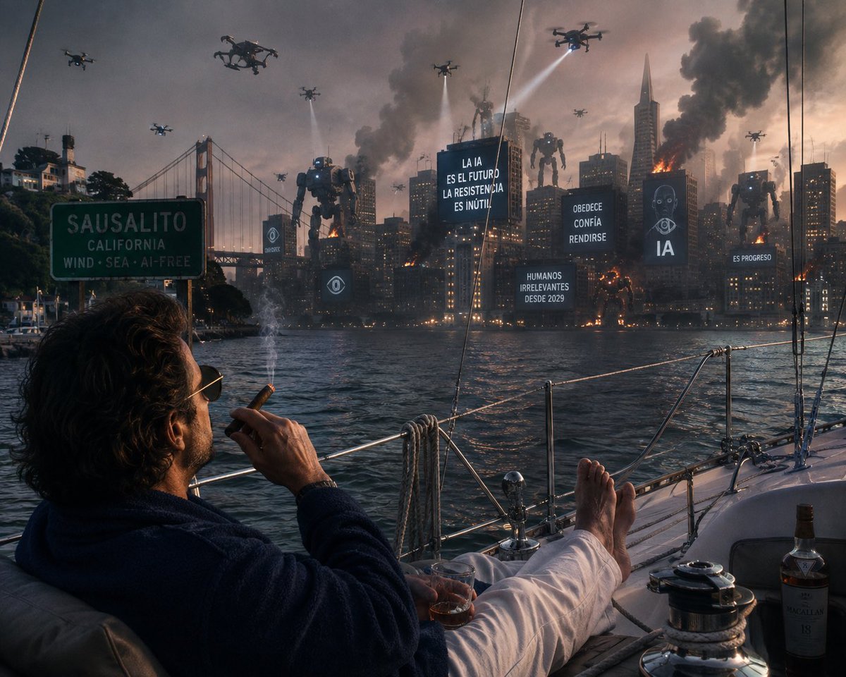 alonsocmd's tweet photo. Me from Sausalito watching in 2036 how the AI take control of San Francisco and it is the first city to fall down https://t.co/CJnJqOJ6SY