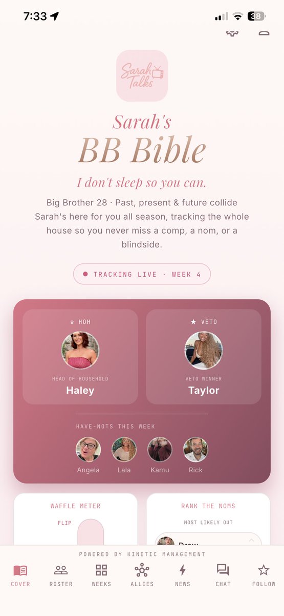 sarahtalksBB's tweet photo. It’s official! We are live on iOS and Android! Thank you so much for everyone’s support, the reception and reviews have been overwhelmingly touching.  It’s a dream to build an app that is everything I ever wanted as a BB fan. #bb28 #sarahsBBBible https://t.co/buCZC96kBK