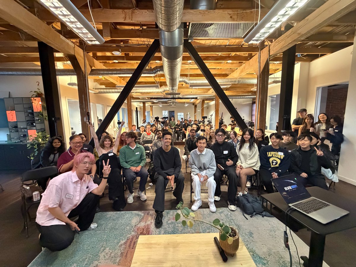 SpaceFronClub's tweet photo. One of the biggest takeaways from our third Spatial Frontier Club event was seeing how differently each speaker approached spatial intelligence, yet how closely their work ultimately connected.

Ke Jing’s discussion around XR, robot teleoperation, and egocentric data collection highlighted how humans can interact with robots while also generating valuable real-world data. @sbh_studio  work in 4D capture addressed how those environments and human activities can be preserved with spatial and temporal detail. @DengHokin  research in video reasoning raised the next question: whether AI can actually understand the motion, causality, and physical dynamics contained within that data. @Luckyballa  perspective on physics simulation and learned world models then explored how systems can model and predict those dynamics beyond what has already been observed.

Together, the talks revealed a broader loop: interacting with the physical world, capturing it, understanding it, and predicting what may happen next.

As co-founders of Spatial Frontier Club, @dazouzi123 , @usernameiszhao , and @ChengxinYu27  have always believed that the most valuable conversations happen when researchers, builders, founders, and investors can exchange ideas across disciplines. This event reflected exactly that vision—not just individual presentations, but a shared exploration of where spatial intelligence is heading.

What stood out was that the field is moving beyond static 3D representations or visually convincing outputs. The real challenge is building systems that understand how a world changes over time, how actions affect it, and how intelligence can eventually operate within it.

Each speaker was working on a different part of that challenge, but the convergence between their perspectives made the larger direction much clearer.

A special thank you to @MissionRobotBay @Scav  for once again partnering with us and providing such an incredible space for the community. We truly appreciate your support in making this event possible.

We’re also grateful to every speaker and attendee who joined us. We’re excited to continue building Spatial Frontier Club into a community where these conversations—and collaborations—can keep happening.