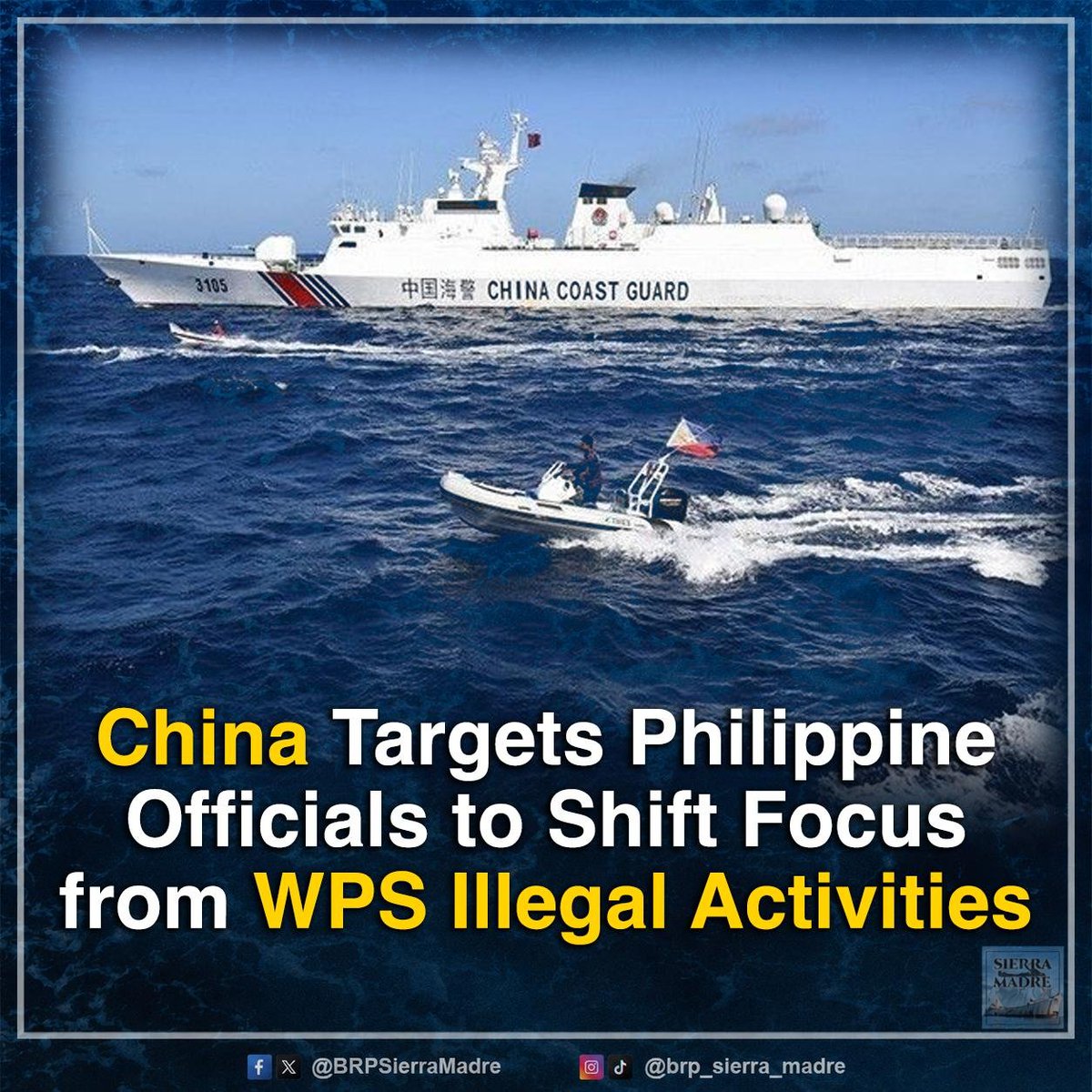 BRPSierraMadre's tweet photo. WHEN THE TRUTH CANNOT BE REBUTTED, THE MESSENGERS ARE TARGETED | When the facts are difficult to challenge, the focus often shifts to those who speak for the Philippines' sovereign rights.
Instead of addressing concerns raised by the Philippines regarding actions in the West Philippine Sea, attention is diverted toward discrediting officials who refuse to compromise on sovereignty.

Propaganda cannot erase facts. Smear campaigns cannot rewrite reality. No amount of political pressure or intimidation will change what the world has already witnessed.

The Philippines' sovereign rights are not up for negotiation, and every public official has a duty to uphold the Constitution and defend the nation's interests—not yield to foreign pressure.

The louder the attacks against those defending our country, the clearer it becomes that the truth continues to matter.

The Philippines will not be intimidated. We will not be silenced. We will continue to stand for our seas, our sovereignty, and our future.

🇵🇭 Our sovereignty is not for sale. Our resolve is unbreakable.

#BRPSierraMadre #WPS #StandForThePhilippines #WestPhilippineSea #RuleOfLaw #TruthMatters #DefendTruth #NotOneMore