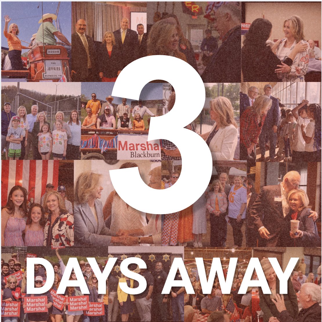 VoteMarsha's tweet photo. Tennessee, we are officially 3 DAYS OUT!

Get to the polls and cast your vote Thursday! https://t.co/lJrCuHeZcZ